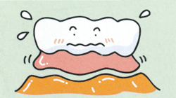 総義歯になります。入れ歯がズレたり、食べ物が内側に入って痛かったりします。